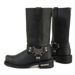 MMCC MB410 Men’s Classic Harness Black Leather Biker Boots – Riding Footwear - Image 4