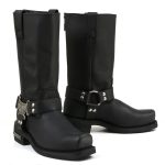 MMCC MB410 Men’s Classic Harness Black Leather Biker Boots – Riding Footwear