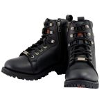Milwaukee Leather MBL200 Women’s Black Leather Lace-Up Motorcycle RiderBoots w/Side Zipper - Image 4