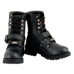 Milwaukee Leather MBL201 Women’s Black Leather Lace-Up Motorcycle Rider Boots w/ Buckles - Image 4