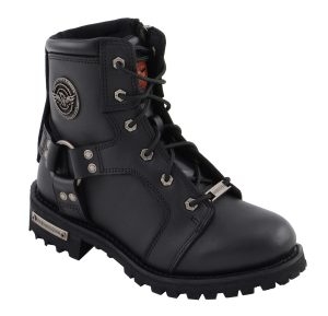 Milwaukee Leather Women’s Black Leather 8-Inch Lace-Up Motorcycle Harness Boots with Side Zipper MBL9302 - Image 11