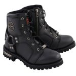 Milwaukee Leather Women’s Black Leather 8-Inch Lace-Up Motorcycle Harness Boots with Side Zipper MBL9302