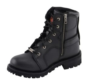 Milwaukee Leather Women’s Black Leather 8-Inch Lace-Up Motorcycle Harness Boots with Side Zipper MBL9302 - Image 9