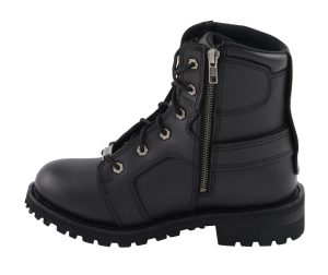 Milwaukee Leather Women’s Black Leather 8-Inch Lace-Up Motorcycle Harness Boots with Side Zipper MBL9302 - Image 8
