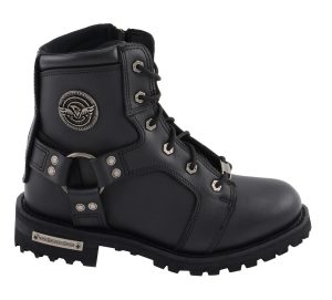 Milwaukee Leather Women’s Black Leather 8-Inch Lace-Up Motorcycle Harness Boots with Side Zipper MBL9302 - Image 4