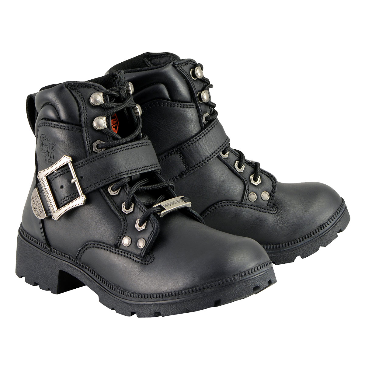 Milwaukee Leather MBL9310 Women’s Lace-Up Black Leather Engineer Motorcycle Rider Boots