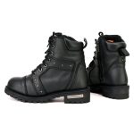 Milwaukee Leather Women’s Black Premium Leather Motorcycle Riding Boots w/Lace-Up and Side Zipper Closure MBL9319 - Image 6