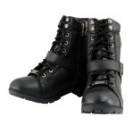 Milwaukee Leather MBL9326WP Women’s Premium Black Leather Lace-Up Waterproof Motorcyle Rider Boots - Image 4