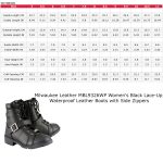 Milwaukee Leather MBL9326WP Women’s Premium Black Leather Lace-Up Waterproof Motorcyle Rider Boots - Image 3