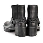 Milwaukee Leather Women’s Black Braid Black Leather Ankle Fashion Boots with Elastic Panel and Block Heel – MBL9331 - Image 4