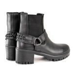 Milwaukee Leather Women’s Black Braid Black Leather Ankle Fashion Boots with Elastic Panel and Block Heel – MBL9331 - Image 5