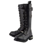 Milwaukee Leather Women’s Black 14-inch Lace-Up High-Rise Leather Biker Rider Boots with Calf Buckle MBL9355 - Image 7