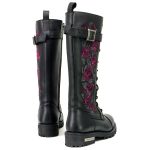 Milwaukee Leather MBL9356 Women’s Black 14″ Tall Motorcycle Boots Lace-Up High-Rise Pink Embroidered Leather Shoe - Image 4