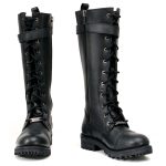 Milwaukee Leather MBL9356 Women’s Black 14″ Tall Motorcycle Boots Lace-Up High-Rise Pink Embroidered Leather Shoe - Image 10