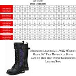 Milwaukee Leather MBL9357 Women’s Black 14″ Tall Motorcycle Boots Lace-Up High-Rise Purple Embroidered Leather Shoe - Image 3