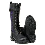 Milwaukee Leather MBL9357 Women’s Black 14″ Tall Motorcycle Boots Lace-Up High-Rise Purple Embroidered Leather Shoe - Image 2
