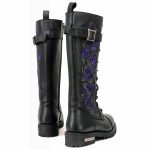 Milwaukee Leather MBL9357 Women’s Black 14″ Tall Motorcycle Boots Lace-Up High-Rise Purple Embroidered Leather Shoe - Image 4