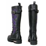 Milwaukee Leather MBL9357 Women’s Black 14″ Tall Motorcycle Boots Lace-Up High-Rise Purple Embroidered Leather Shoe - Image 5