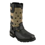 Milwaukee Leather MBL9363 Women’s Stars and Stripes Black with Tan Leather Motorcycle Rider Harness Boots - Image 2