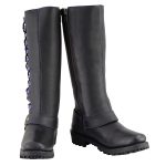 Milwaukee Leather Women’s Black 14-inch Leather Harness Motorcycle Boots with Purple Accent Lacing MBL9366 - Image 5