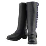 Milwaukee Leather Women’s Black 14-inch Leather Harness Motorcycle Boots with Purple Accent Lacing MBL9366 - Image 6