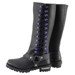Milwaukee Leather Women’s Black 14-inch Leather Harness Motorcycle Boots with Purple Accent Lacing MBL9366 - Image 8