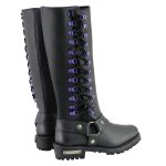 Milwaukee Leather Women’s Black 14-inch Leather Harness Motorcycle Boots with Purple Accent Lacing MBL9366 - Image 10