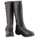 Milwaukee Leather Women’s Black 14-inch Leather Harness Motorcycle Boots with Fuchsia Accent Lacing MBL9367 - Image 5
