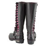 Milwaukee Leather Women’s Black 14-inch Leather Harness Motorcycle Boots with Fuchsia Accent Lacing MBL9367 - Image 9