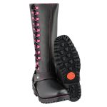 Milwaukee Leather Women’s Black 14-inch Leather Harness Motorcycle Boots with Fuchsia Accent Lacing MBL9367 - Image 2