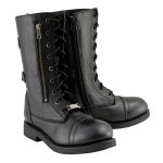 Milwaukee Leather Women’s Graze Black Leather Lace-Up Motorcycle Boots with Zipper Pocket MBL9369