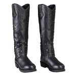 Milwaukee Leather MBL9371 Women’s Black 18-Inch Leather Studded and Riveted Western Style Motorcycle Boots - Image 4