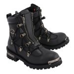 Milwaukee Leather MBL9375 Women’s Premium Black Leather Diamond 6-Inch Twin Zipper Lock Motorccycle Riding Boots