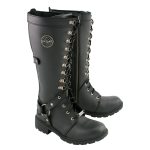 Milwaukee Leather MBL9380 Women’s Black ‘Jane’ 15-inch Leather Combat Style Harness Motorcycle Boots
