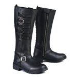 Milwaukee Leather MBL9395 Women’s Black Leather 17-Inch Side Strap Riding Motorcycle Boots with Side Zipper