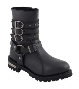 Milwaukee Leather MBL9399 Women’s 9-Inch Triple Buckle Black Leather Harness Biker Boots w/ Side Zipper - Image 17
