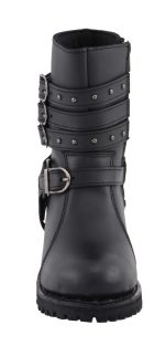 Milwaukee Leather MBL9399 Women’s 9-Inch Triple Buckle Black Leather Harness Biker Boots w/ Side Zipper - Image 18