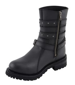 Milwaukee Leather MBL9399 Women’s 9-Inch Triple Buckle Black Leather Harness Biker Boots w/ Side Zipper - Image 12