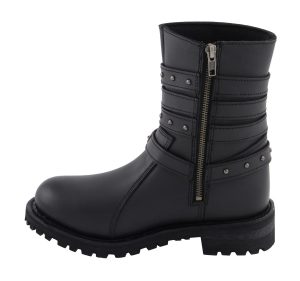 Milwaukee Leather MBL9399 Women’s 9-Inch Triple Buckle Black Leather Harness Biker Boots w/ Side Zipper - Image 13