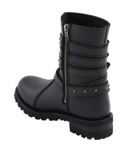 Milwaukee Leather MBL9399 Women’s 9-Inch Triple Buckle Black Leather Harness Biker Boots w/ Side Zipper - Image 6