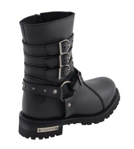 Milwaukee Leather MBL9399 Women’s 9-Inch Triple Buckle Black Leather Harness Biker Boots w/ Side Zipper - Image 15