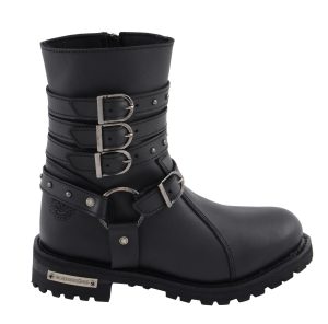 Milwaukee Leather MBL9399 Women’s 9-Inch Triple Buckle Black Leather Harness Biker Boots w/ Side Zipper - Image 16
