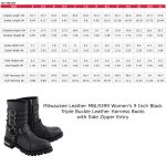 Milwaukee Leather MBL9399 Women’s 9-Inch Triple Buckle Black Leather Harness Biker Boots w/ Side Zipper - Image 3