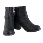 Milwaukee Leather MBL9405 Women’s Short Black Fashion Boots with Side Zippers and Triple Buckle Adjustment - Image 2