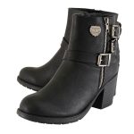 Milwaukee Leather MBL9405 Women’s Short Black Fashion Boots with Side Zippers and Triple Buckle Adjustment - Image 5