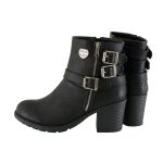 Milwaukee Leather MBL9405 Women’s Short Black Fashion Boots with Side Zippers and Triple Buckle Adjustment - Image 6