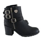 Milwaukee Leather MBL9405 Women’s Short Black Fashion Boots with Side Zippers and Triple Buckle Adjustment - Image 9