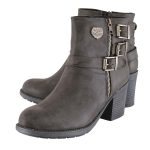 Milwaukee Leather MBL9406 Women’s Stone Grey 3-Buckle Leather Boots with Platform Heel - Image 5