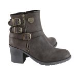 Milwaukee Leather MBL9406 Women’s Stone Grey 3-Buckle Leather Boots with Platform Heel - Image 9