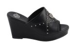 Milwaukee Leather MBL9407 Women’s Black Open Toe Fashion Casual Wedge Sandals with Studs - Image 3